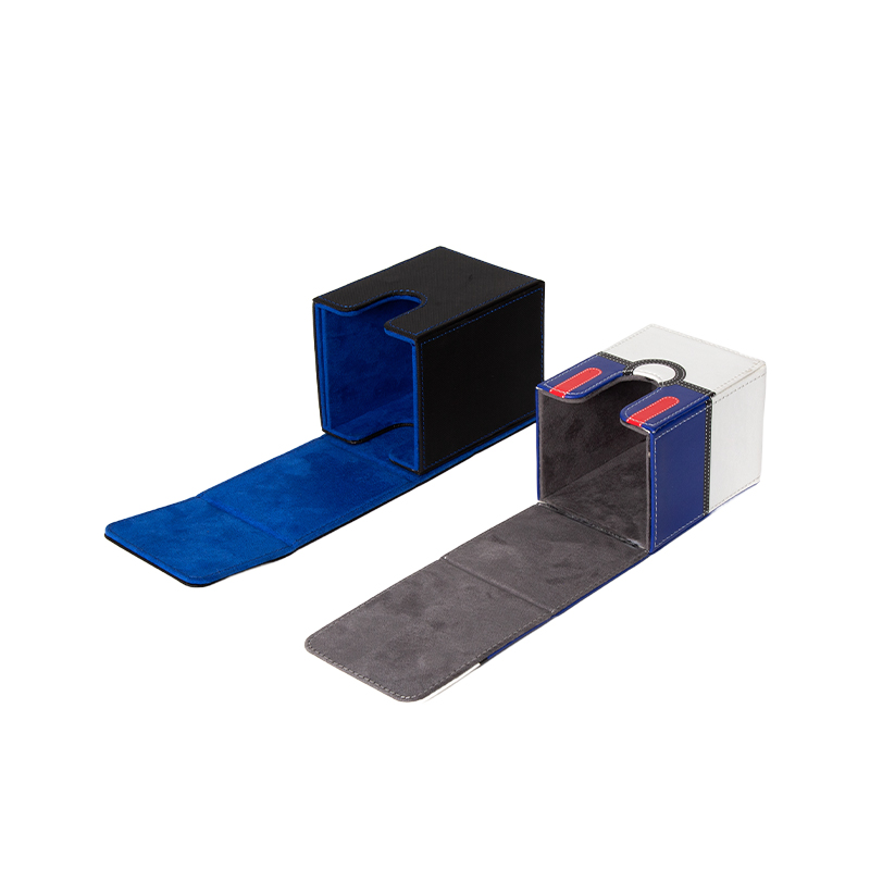 How can the transparency design of a card storage box balance display and privacy?